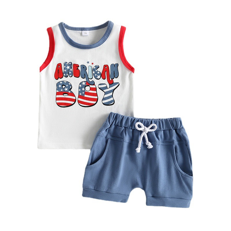 Wholesale Cotton Independence Day Boys Suits